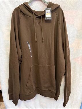 NWT Under Armour UA Rival Fleece Men’s Brown Hoodie Sweatshirt Pullover Size 4XL